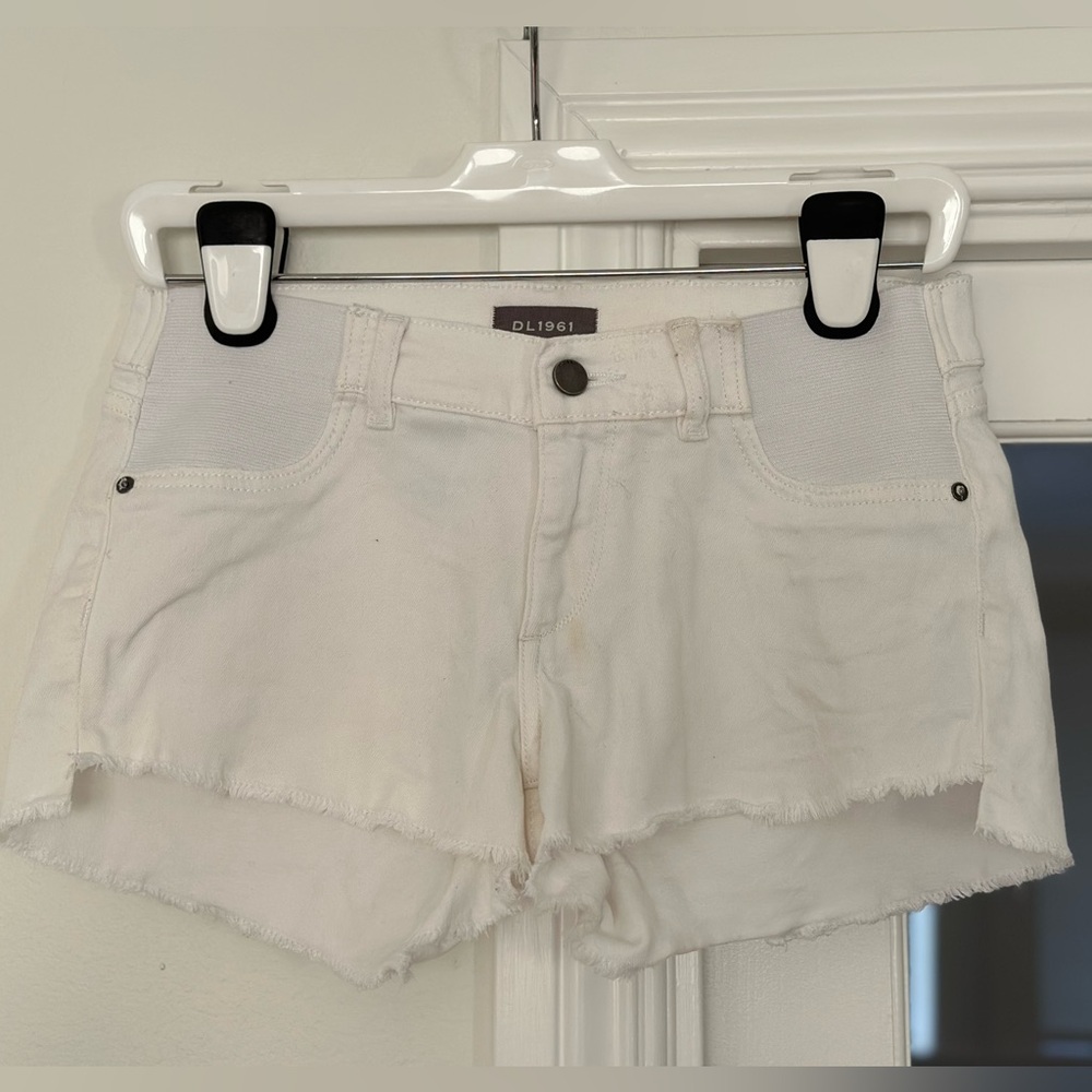 DL1961 Renee Maternity White Jean Shorts
